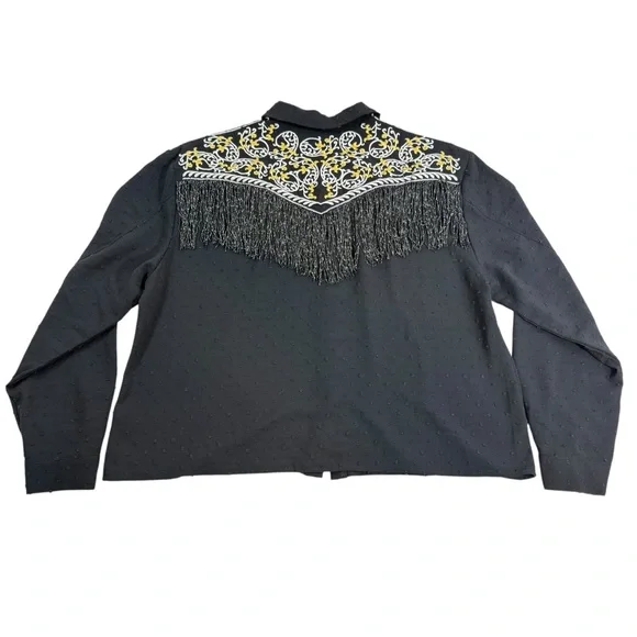 G&E Grace & Emma Women's Western Shirt LS Black Fringe Swiss Dot Embroidered 3X - Picture 4 of 10